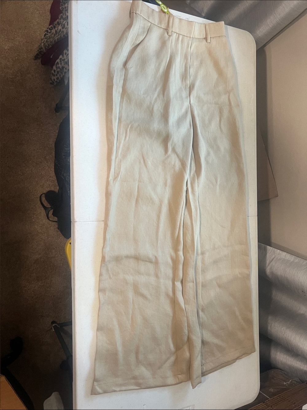 OGL Beige Wide-Leg linen Trousers